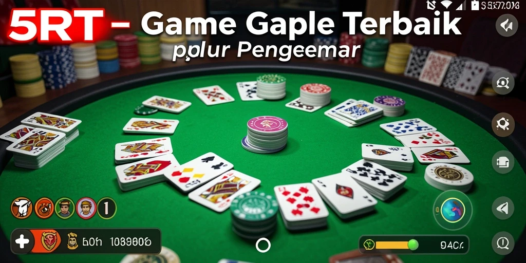 Screenshot gameplay 5RT menampilkan suasana bermain Gaple yang seru.