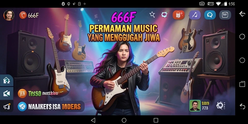 Screenshot gameplay 666F menampilkan antarmuka musik yang menarik.