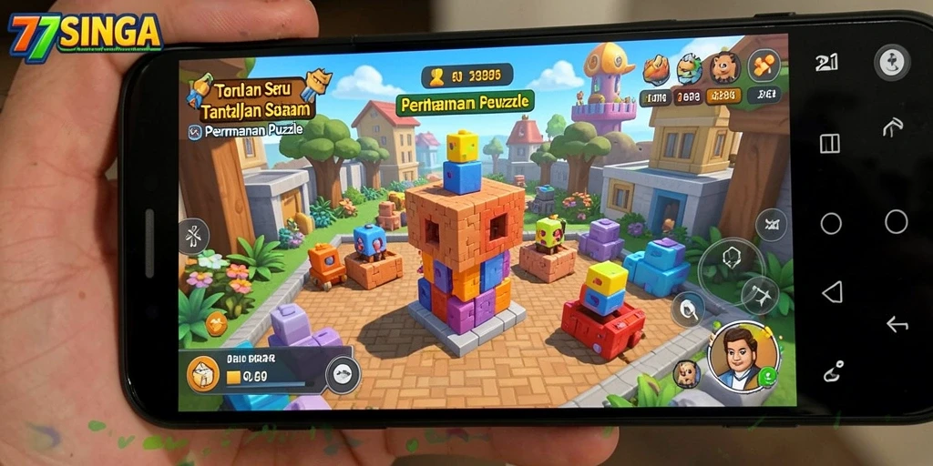 Screenshot permainan 77SINGA yang menampilkan gameplay Puzzle yang menantang.