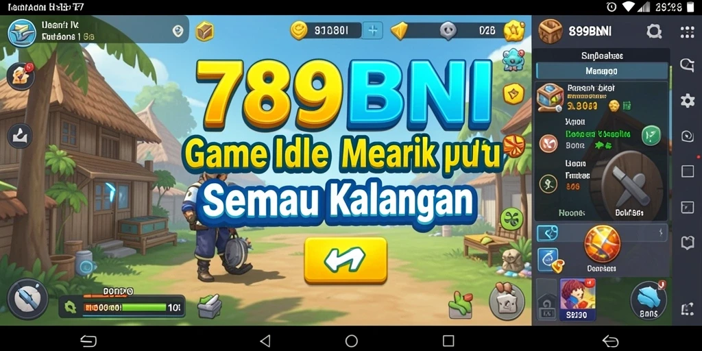 Tampilan gameplay 789BNI dengan karakter yang berkembang secara otomatis.