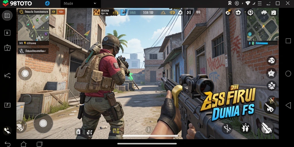 Gameplay mendebarkan dalam 98TOTO dengan aksi tembak-menembak intens.
