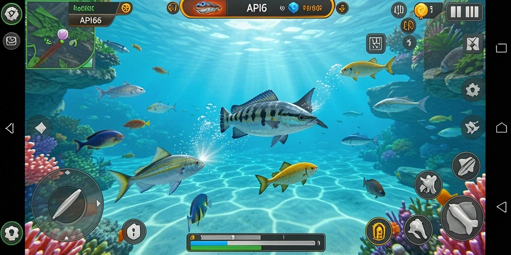 Tampilan gameplay seru dan menegangkan dari API66, tembak ikan untuk meraih skor tinggi.