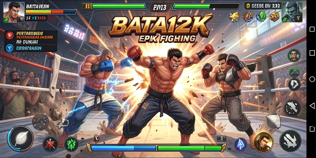 Screenshot BATA123 menampilkan aksi pertarungan karakter yang dramatis.