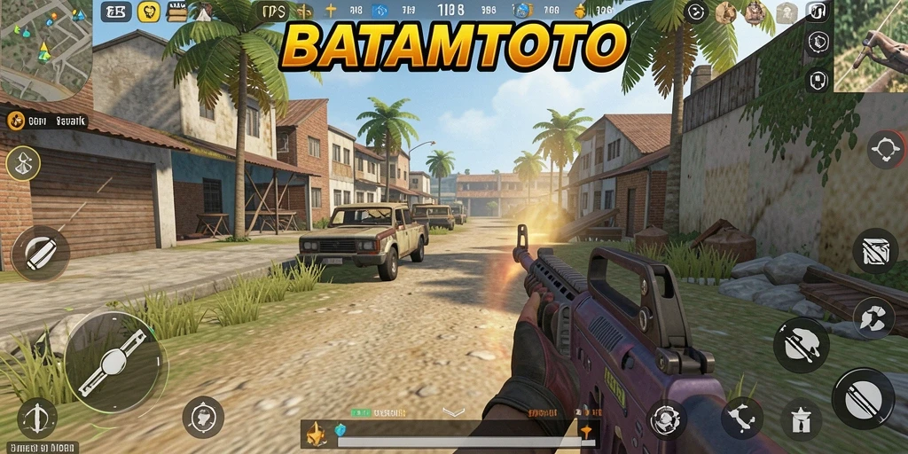 Screenshot gameplay BATAMTOTO menampilkan aksi tembak-menembak yang intens.