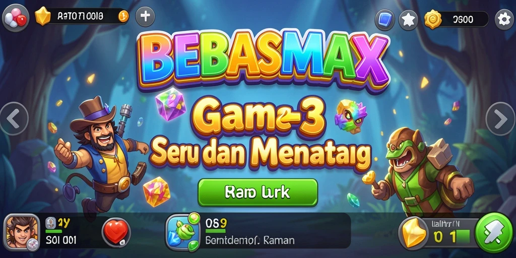 Screenshot gameplay BEBASMAX menampilkan kombinasi blok warna-warni yang ceria.