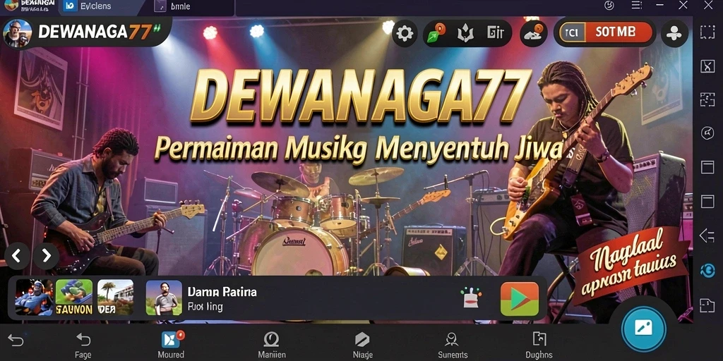Gameplay DEWANAGA77 yang seru dengan musik interaktif.