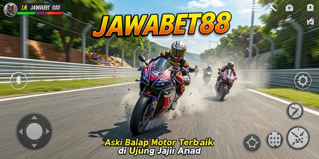 Tampilan gameplay seru dari balapan motor cepat dan mendebarkan.
