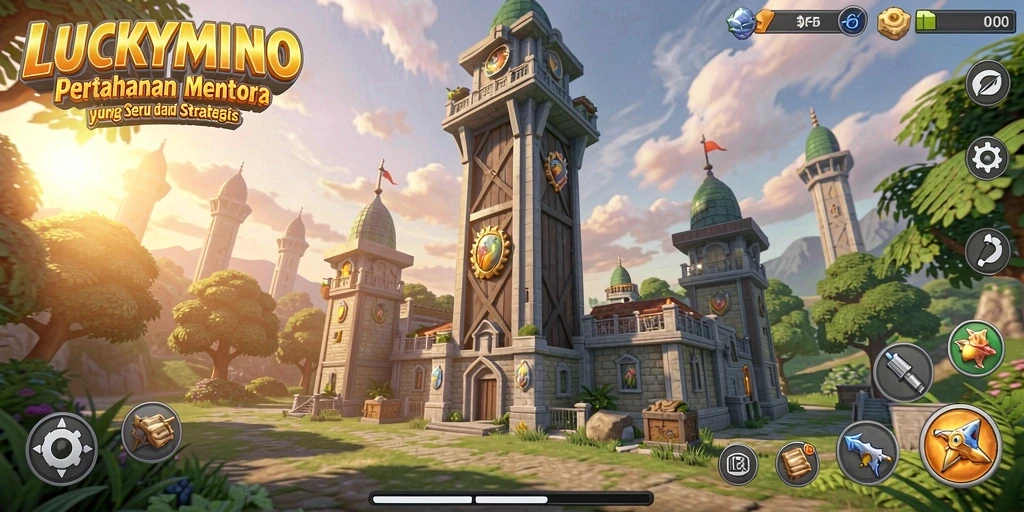 Gameplay LUCKYMINO yang intens dan strategis dalam Tower Defense.