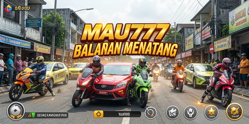 Tampilan gameplay seru di MAU777 saat balapan di trek.