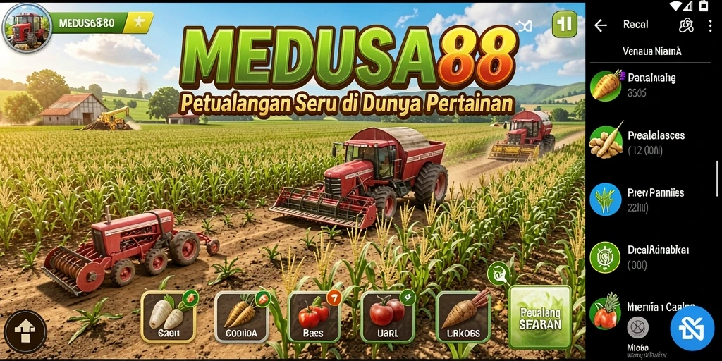 Tampilan menarik gameplay <strong>MEDUSA88</strong> yang menggambarkan aktivitas pertanian.