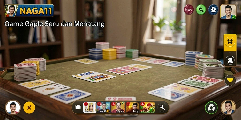 Tampilan gameplay seru dari NAGA11 saat bermain Gaple.