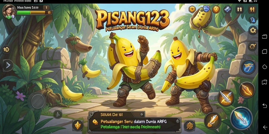 Tampilan gameplay seru dalam PISANG123 ARPG dengan monster dan karakter unik.