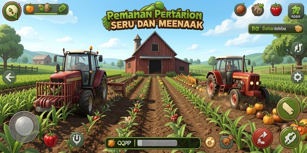 Tampilan menakjubkan dari gameplay pertanian yang dinamis.