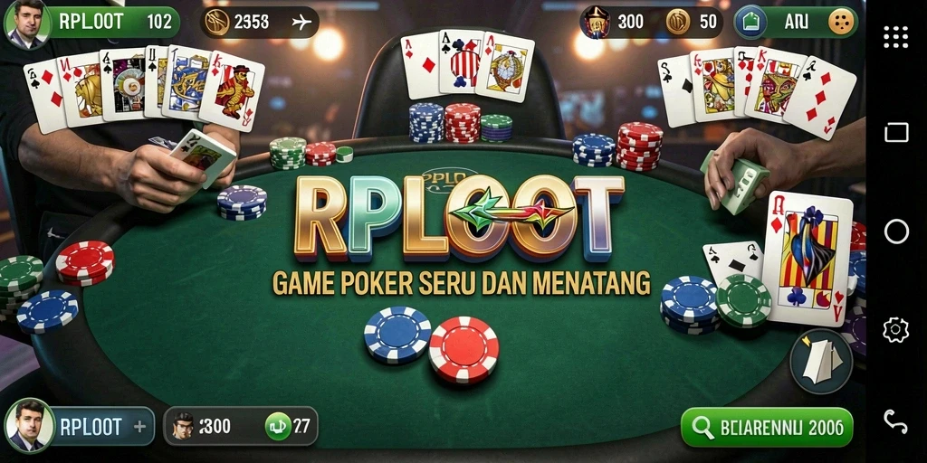 Screenshot RPLOOT menunjukkan pemain poker yang sedang berkompetisi dengan antusias.