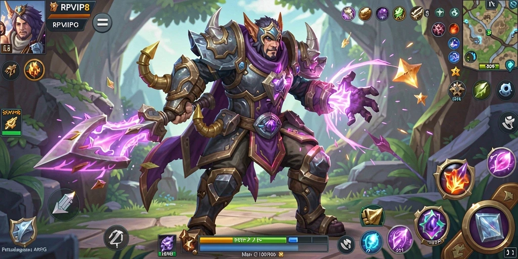 Screenshot RPVIP8 menampilkan pertarungan seru dalam dunia fantasi ARPG.