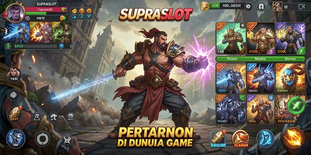 Screenshot gameplay <strong>SUPRASLOT</strong> menampilkan aksi pertarungan yang seru.
