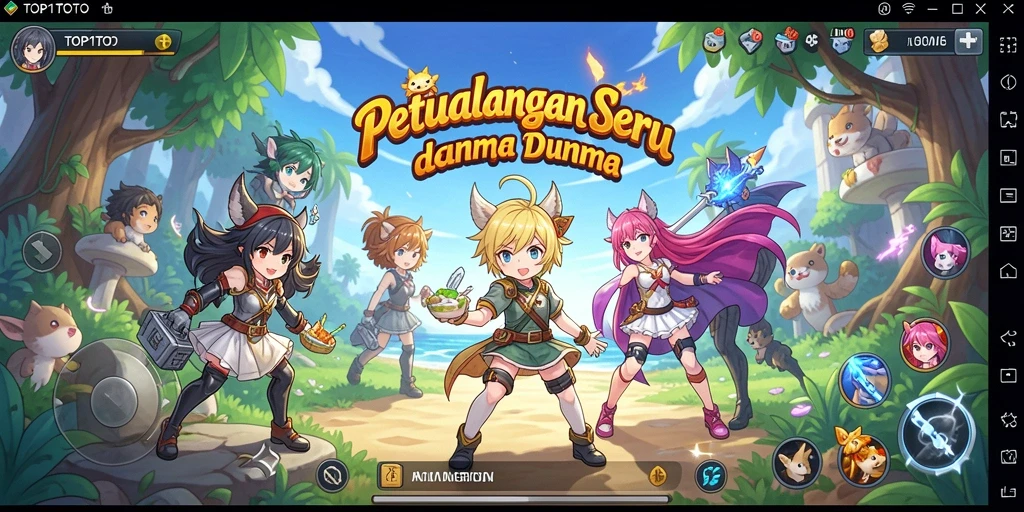 Screenshot gameplay dari TOP1TOTO menampilkan aksi seru karakter Anime.
