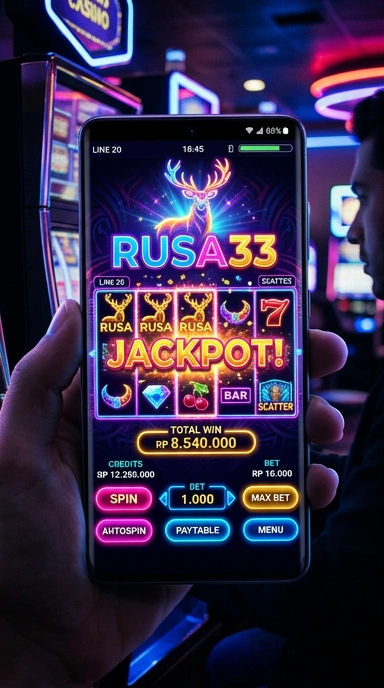 Pengguna sedang menjelajahi aplikasi di platform rusa33.